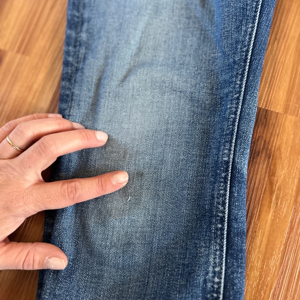 MOTHER Women's Skinny Jeans in Distressed Blue Denim - Picture 3 of 9